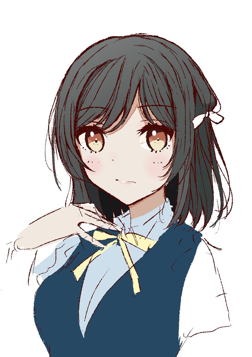 1girl solo nijigasaki academy school uniform school uniform ribbon bangs black hair  illustration images