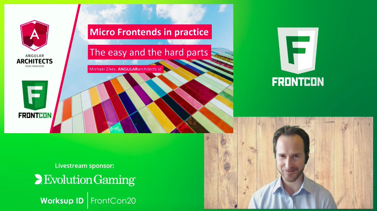 FrontCon's tweet image. Day 2 has started with @MikeZks and his talk about Micro Frontends! #FrontCon2020