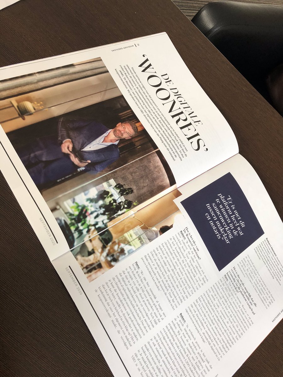 Weer een mooie #vbo Vastgoedadviseur met als gasthoofdredacteur mr. Johan Van De Sande , een mooi interview met <a href="/danielkoerhuis/">Daniel Koerhuis 🇳🇱</a> , <a href="/RobertHeinen/">Robert Heinen</a> over de digitale woonreis, Frank Sweegers over zijn makelaarskantoor in Breda en nog vele anderen.