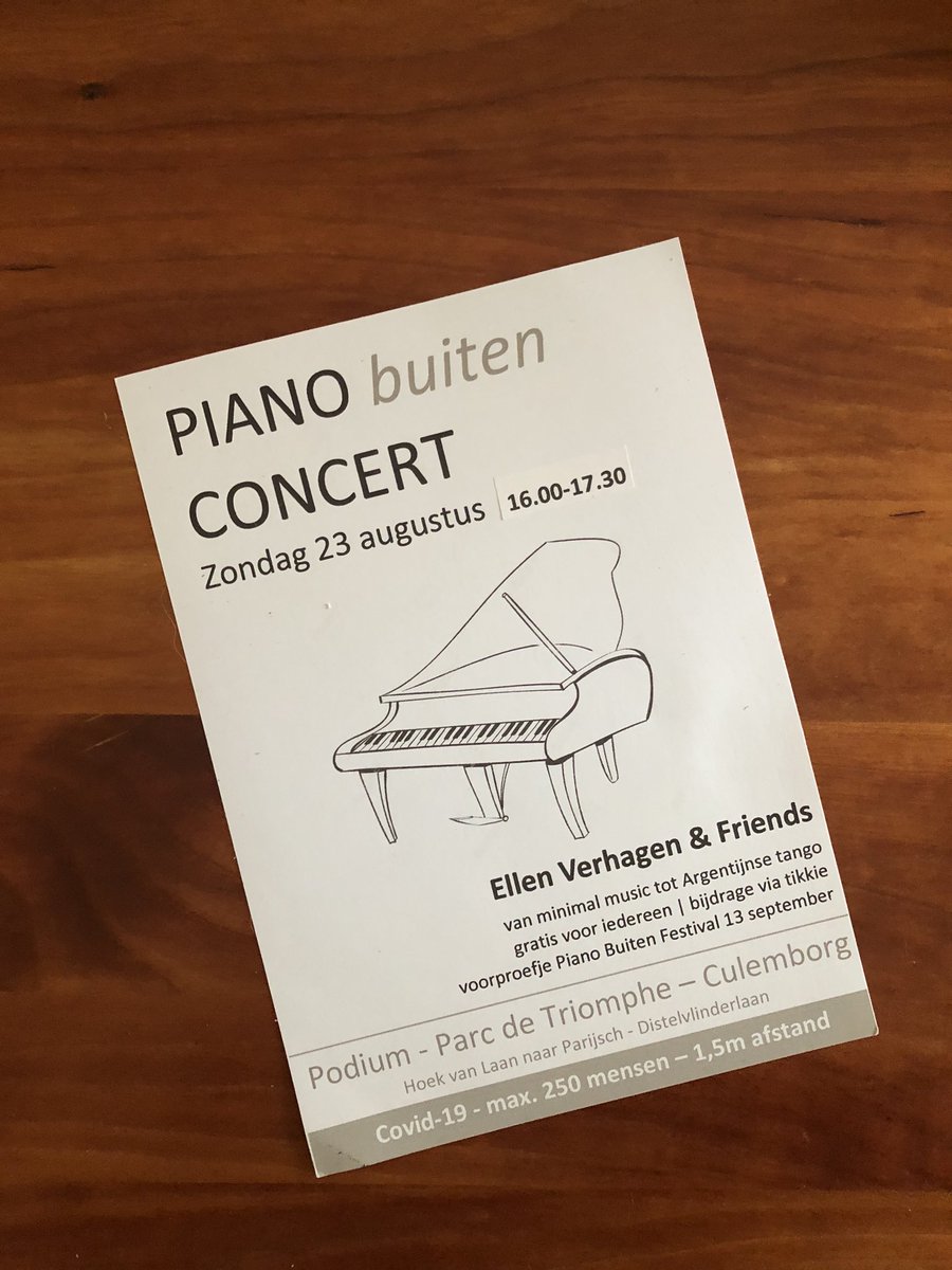 Buiten spelen is altijd leuk . Zondag 23 augustus 16.00 piano concert met vrienden die ook komen spelen #Culemborg #ParcdeTriomphe #Piano #Culemborgklopt #CLMBRG