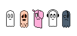 LNinadroid's tweet photo. I made some sprites for the Ghosts of each AU. We have Undertale, Underfell, Underswap, Inverted Fate and Undertale: Rusted. #undertale
#undertaleAU #underswap  #underfell #Invertedfate #rusted #napstablook #fansprites https://t.co/vqzGrferhT