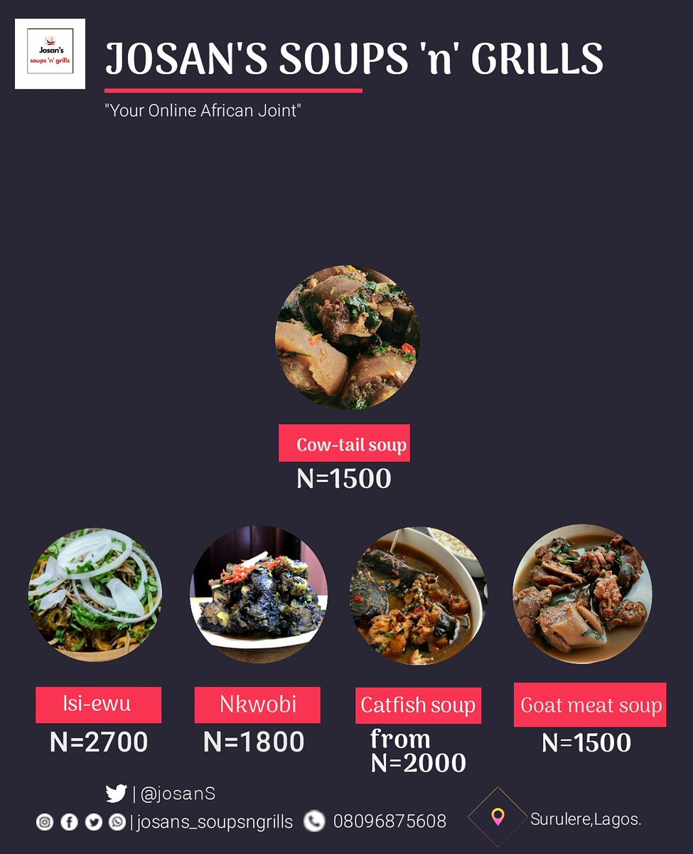 We are your online peppersoup joint, in fact we are your online "beer parlor" without the "beer".

Our menu is delicious,healthy and affordable..

Don't be socially distant while keeping to the social distancing..

Place an order and we will deliver!!