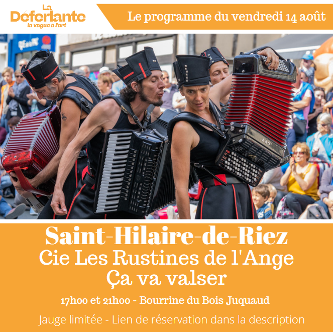 [PROGRAMME]
Aujourd'hui, ça va valser à la Bourrine du Bois Juquaud avec la Cie Les Rustines de l'Ange ! Deux possibilitées : 17h00 et 21h00. Réservations obligatoires via ce lien : sainthilairederiez.fr/agenda/ca-va-v…