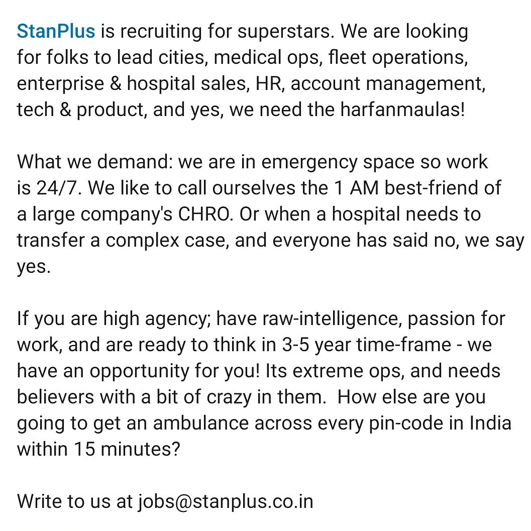 StanPlusTech's tweet image. We&apos;re hiring! Tag your friends and tweeple or ask them to write to us at jobs@stanplus.co.in