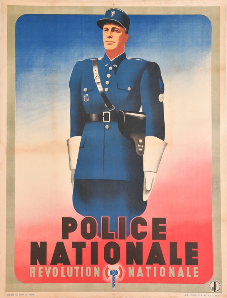 Aujourd'hui c'est l'anniversaire de la Police Nationale. Née sous le régime de Vichy, le 14/08/41 en application de la loi du 23/04/41. Avant cela, les policiers étaient municipaux. La Direction générale de la Police Française est créée et rattachée au ministère de l'intérieur.