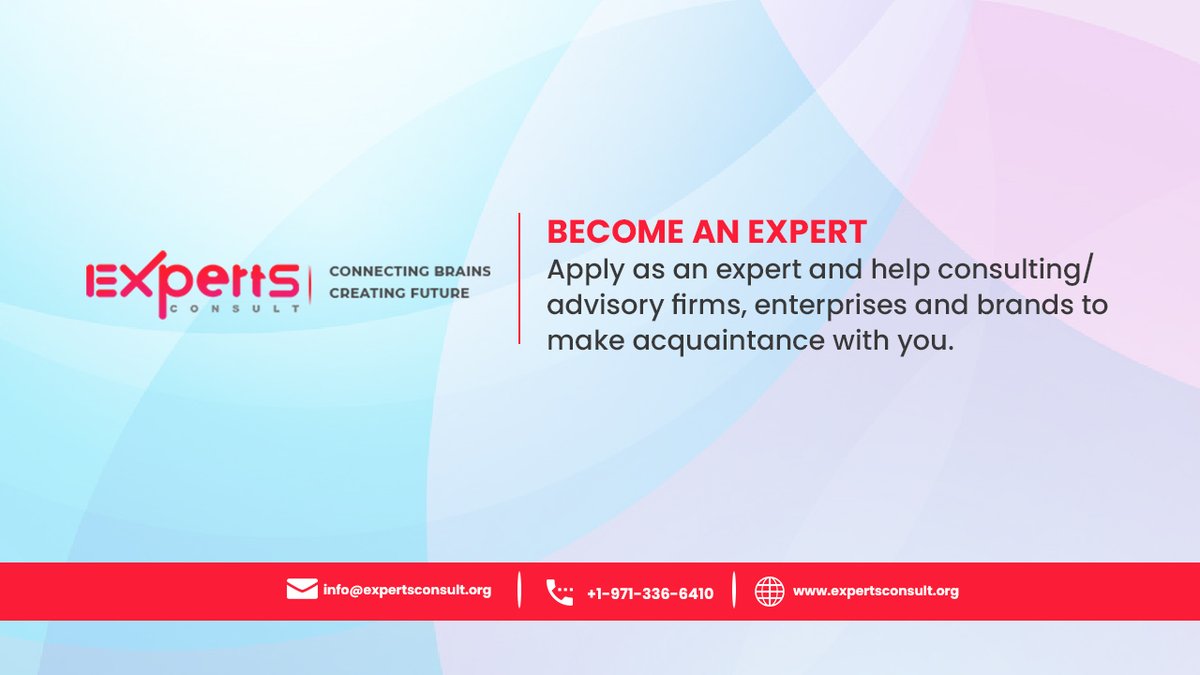 ExpertsConsults's tweet image. At ExpertsConsult, we take pride in nurturing our #network. You can solve our client's challenging questions.
Share your #expertise and gain #insights in meaningful ways. Create your profile and get access to various opportunities.
Join our Network - bit.ly/3alP8GDin