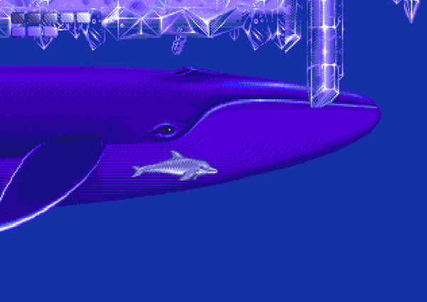 Ecco the Dolphin:Dolphin loses his pod to a strange storm, wanders the sea seeking answers. Discovers Geiger-inspired aquatic alien colonizers, consuming Earth's seas to enable their unsustainable society. Pretty, sad, scary, & shamelessly weird. Big tonal/narrative influence!
