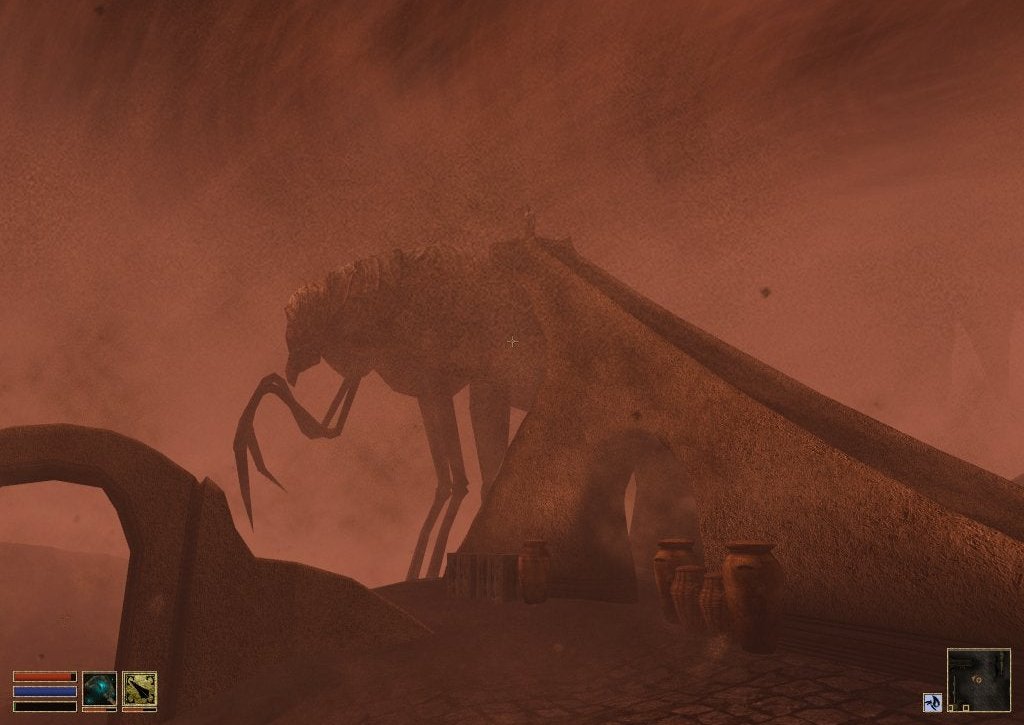 Morrowind:A huge, fresh, weird, sandboxy fantasy world to explore. Colonialism problems, steampunk ruins, and knights in bug-shell armor. It's weird world and free exploration were influential, and I LOVE it's topic-based dialog system; it offers so much conversational freedom!