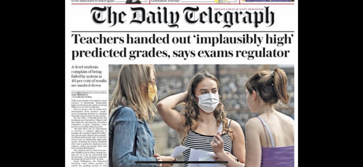 AngelaRayner's tweet image. How strange that “implausibly high predicted grades handed out by teachers” only seems to have happened in schools that have a higher percentage of disadvantaged students but private schools got them amazingly correctly graded? 🤔