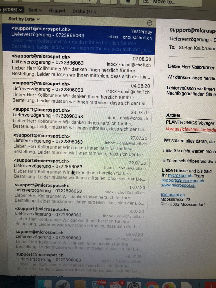 Liebe @microspot_ch wäre ein „Derzeit nicht lieferbar“ nicht ehrlicher als 15x um drei, vier Tage verschieben?