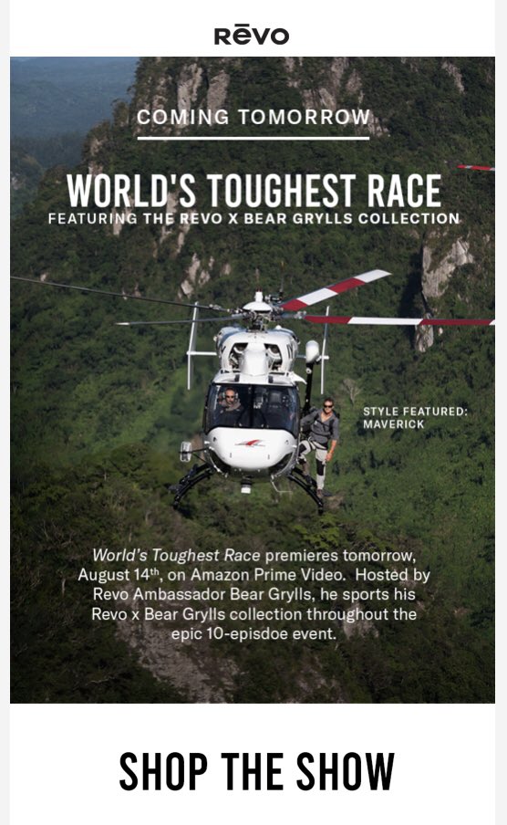 RwlakinL's tweet photo. Bear Grylls wears Revo and NASA is in our DNA need we say more ! New exciting partnership coming soon ! https://t.co/4xWQj7rwCS