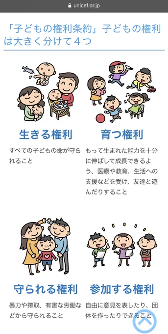 その通りすぎて、ぐぅの音もでないですね。

子どもは一人の個人として社会で認められています。
子どもの権利条約の中にも生きる権利として、「すべての子どもの命が守られること」と明記されています。

※子どもの権利条約より https://t.co/lVVqJLsbpD 