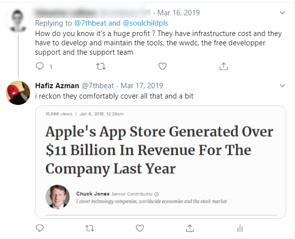 So, 100%-0.6%. What about the other 99.4%?"But sir they also do conferences"Do you understand the number $11 billion and how much a conference costs to run. If it costs $10m (??) to run WWDC (even ignoring $1k ticket prices), thats 1/1000th. So, 99.3% of profit left to go now!