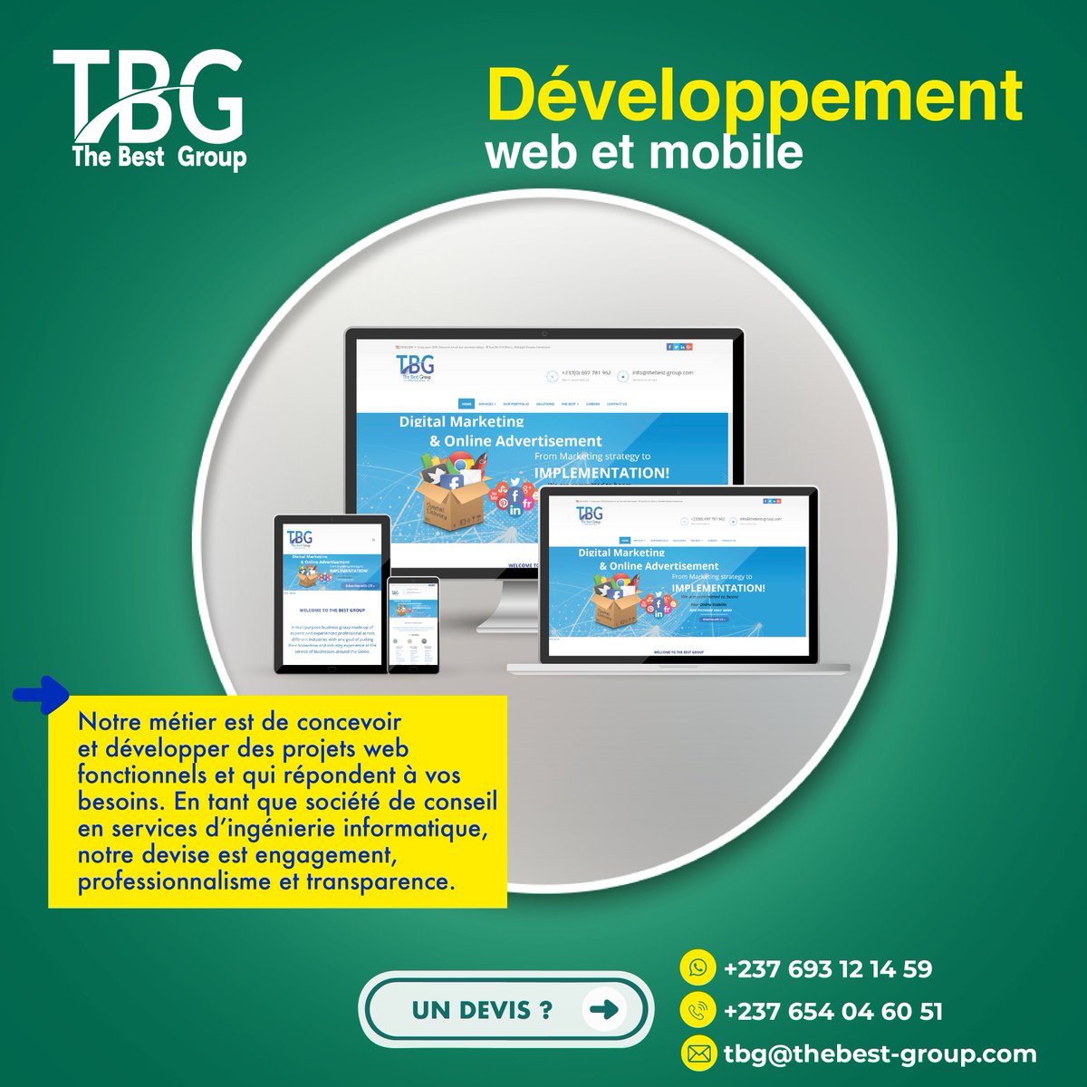 TheBestGroupTBG's tweet image. Peu importe qui vous êtes ou ce que vous faites, notre équipe de développeurs professionnels vous aide à créer ou à relooker votre site internet au meilleur prix pour des meilleurs résultats en ligne. #siteweb #dévelopementweb #conversion #notoriété #référencement #SEO
