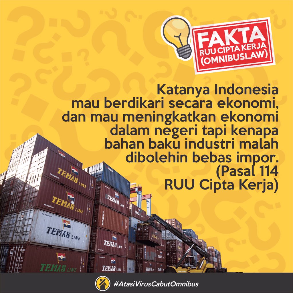 Penolakan terhadap RUU Cipta Kerja Omnibus Law berbasiskan pasal-pasal yang ada di dalamnya. Merugikan siapapun kecuali kau bagian dari Oligarki. Ini beberapa pasal penindas itu. #JegalOmnibusLaw #JegalsampaiGagal #AtasiVirusCabutOmnibus