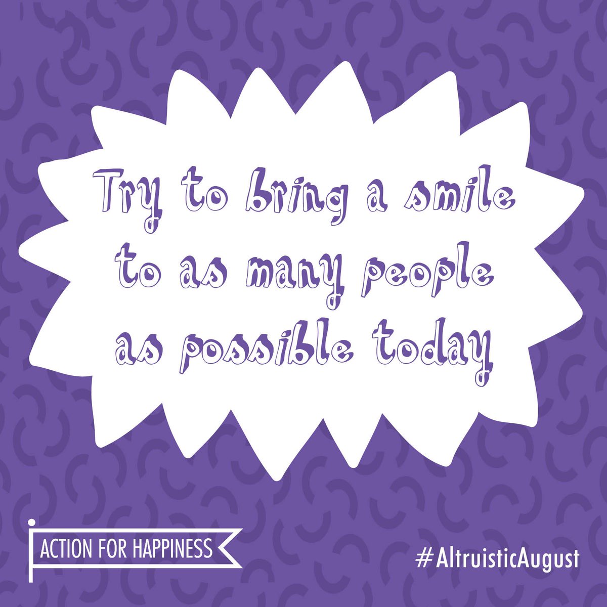 actionhappiness's tweet photo. Altruistic August - Day 14: Try to bring a smile to as many people as possible today https://t.co/n239hQpCYn #AltruisticAugust https://t.co/9IsgbZvMaU