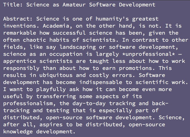 I am giving an internal talk to the Max Planck IT community next month. They asked for something about the role of software in science. Here's what I'm giving them. I will try to record and upload afterwards...sure to be spicy.