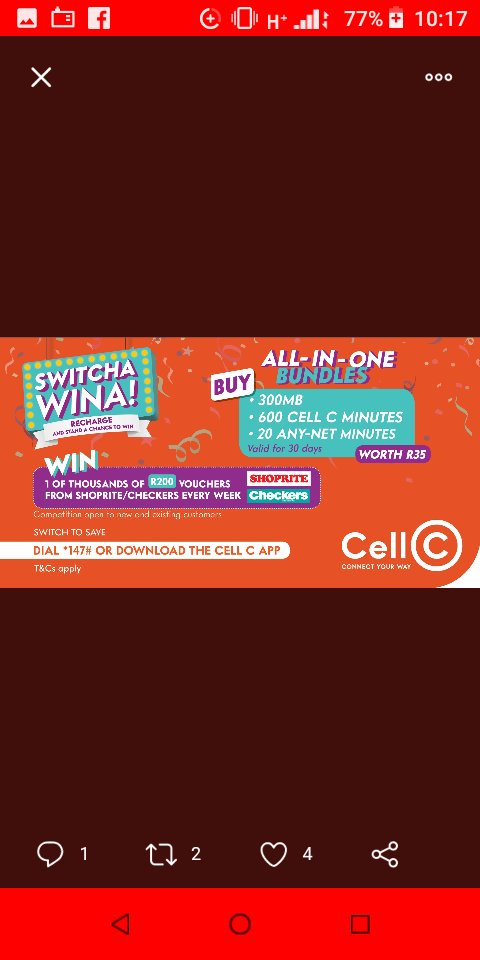 Don't choose between data and umoya Hundred points symbol! Buy a R35 All-In-One Bundle and you could win 1 of thousands of R200 Shoprite/ Checkers vouchers every week Orange heartShopping cart. #SwitchaWina #YourFavKasieStationT&amp;Cs apply.