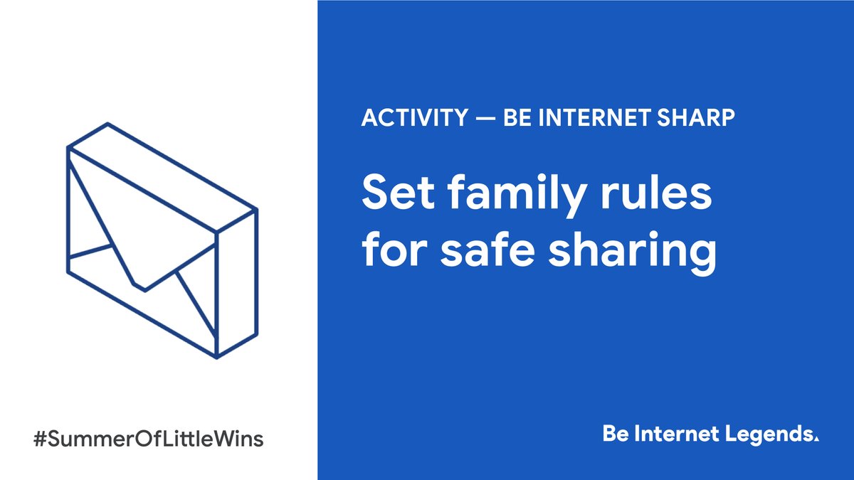 Help your child understand what’s OK to share online, and what to keep private, by creating some family ground rules. To get started, have a chat about why you might not want to share personal information – like your home address – online.  #SummerOfLittleWins