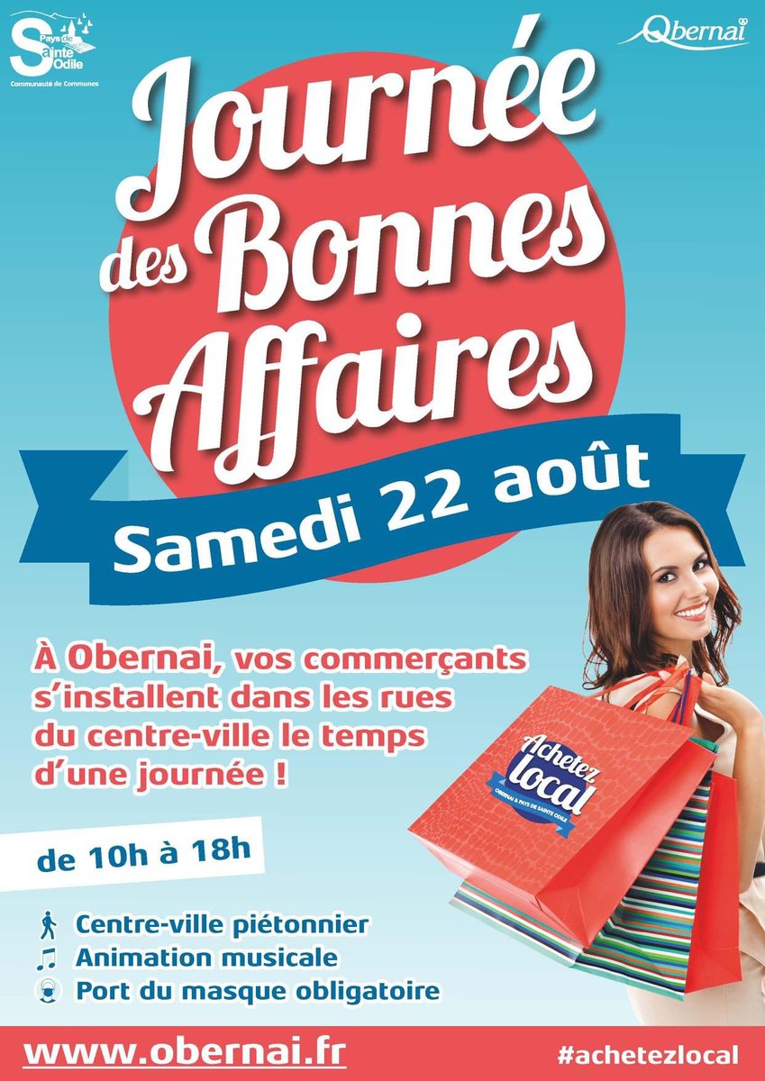 CCPSO_'s tweet photo. À #Obernai, vos #commerçants s’installent dans les #rues le samedi 22 août 2020 de 10h à 18h pour une Journée des Bonnes Affaires ! 🎉🛍

Rendez-vous au centre-ville d’Obernai, de nombreuses #affaires vous attendent : #mode, #artisanat, #alimentation, #décoration... 😍😍 https://t.co/jRiB7GSZLU