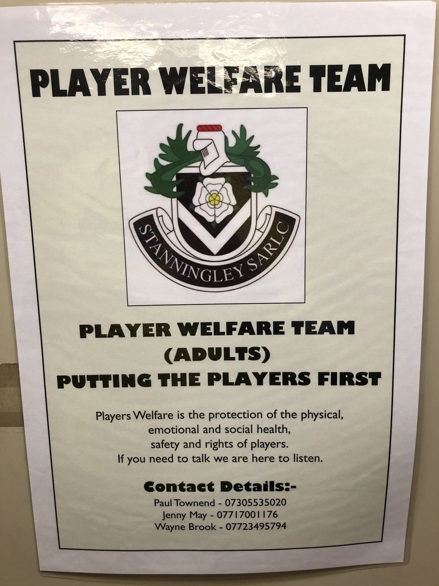 StanningleyRL's tweet photo. Hearing the sad news over the past few days, just remember all our players have access to our own Player Welfare team. It’s tough at the minute for all.

Please reach out, talk to them and open up. They do a fantastic job.

#welfare #mentalhealth #wellbeing ⚫️⚪️🏉 https://t.co/4KyVNh63cY