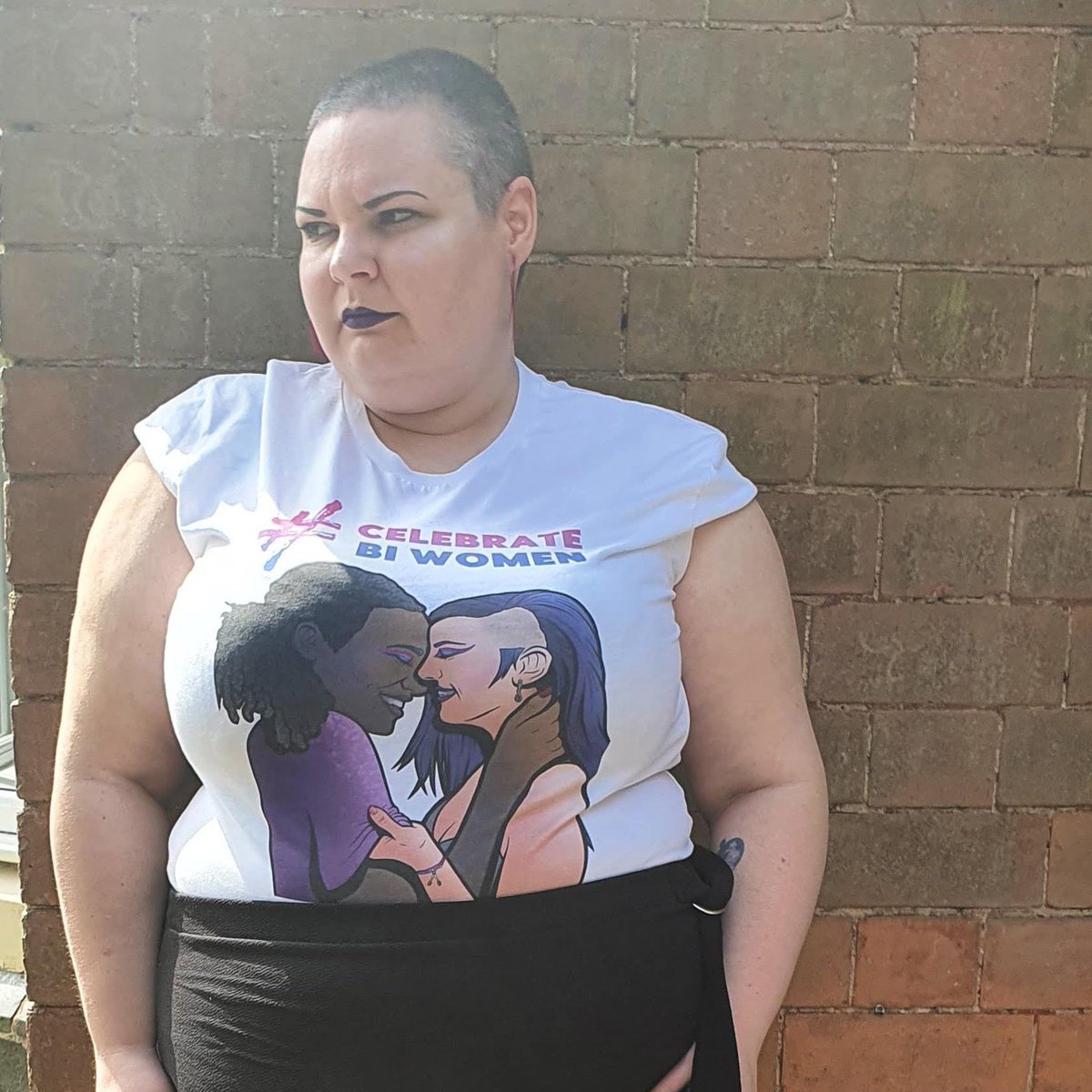 And another!!  #CelebrateBiWomen Shirt by  @RainbowandCoUK Modelled by  @LibbyLights  by  @we_are_biscuit Design by @ chrismorristattoos on InstagramGet your own:  https://rainbowandco.uk/products/celebratebiwomen-graphic-t-shirt(PLEASE RT)  #BeautifullyBisexual 