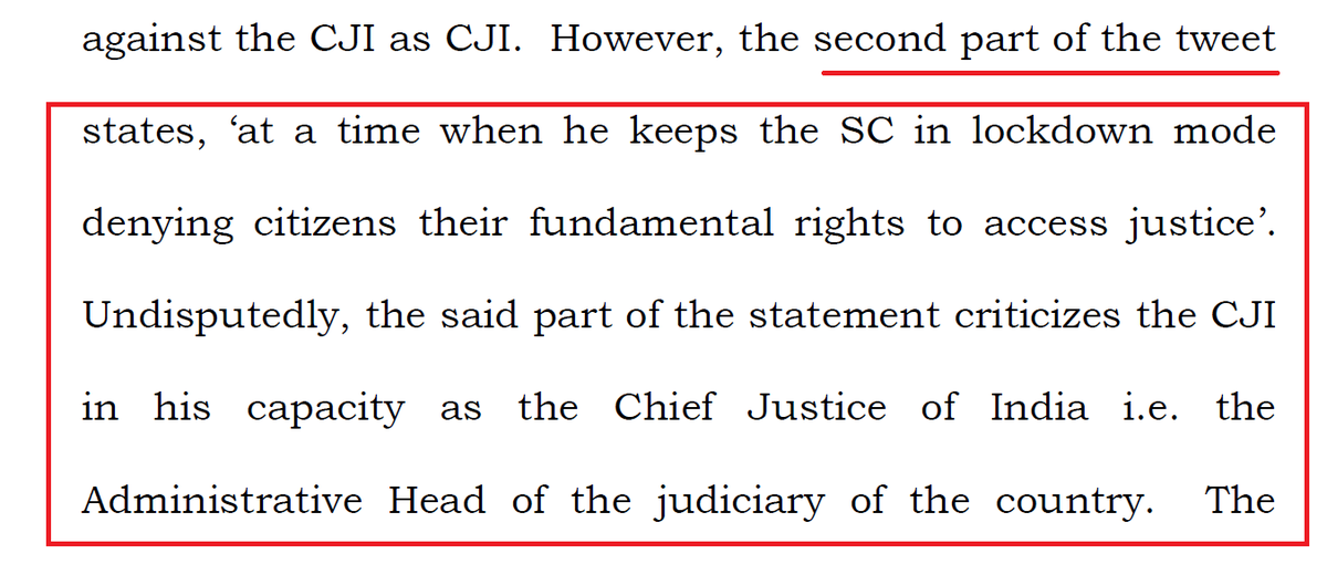 The SC judgement in  #PrashantBhushan case has excellently parsed the difference between criticism of a judge as an individual (for which no contempt but private civil route exists) and the criticism in judicial capacity (for which contempt can and has been invoked). 1/3