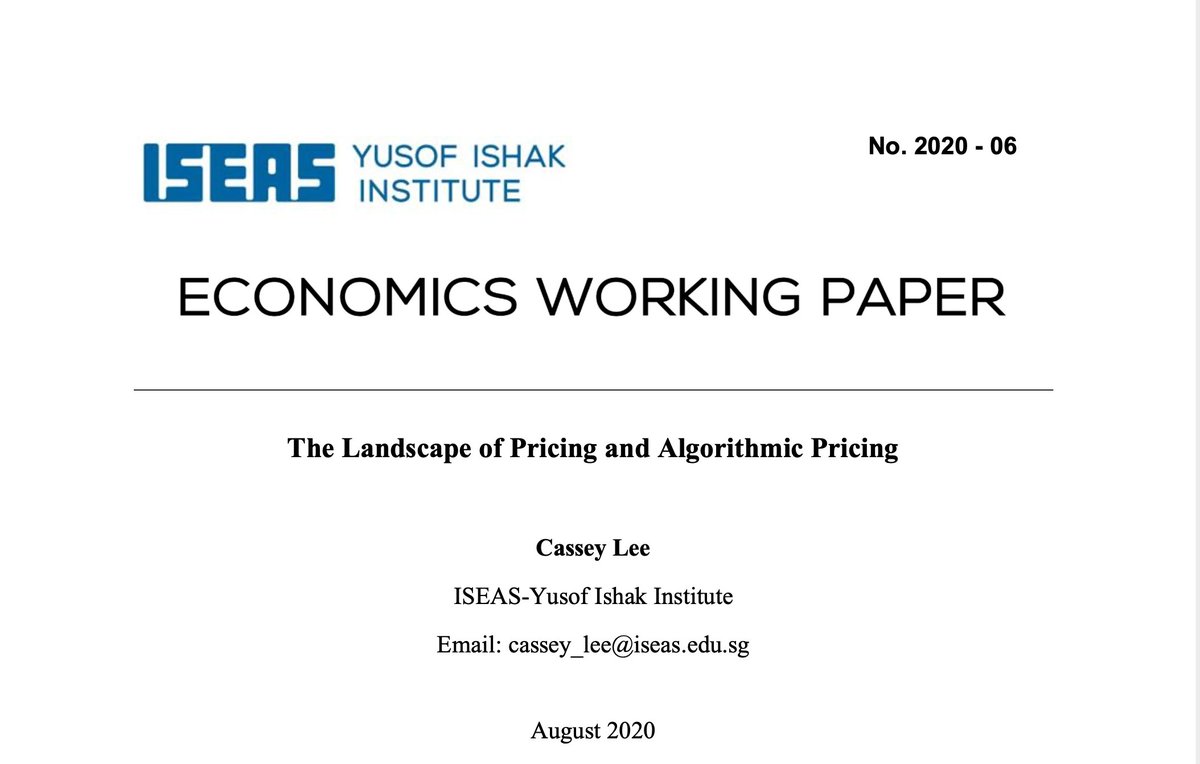 ISEAS's tweet image. ISEAS Economics Working Paper by Cassey Lee - Algorithmic pricing is the practice of setting prices using computer programs. 

iseas.edu.sg/category/artic…

#AlgorithmicPricing #BehavioralEconomics #Economics #PriceDiscrimination #StrategicPricing #Demand #Pricing