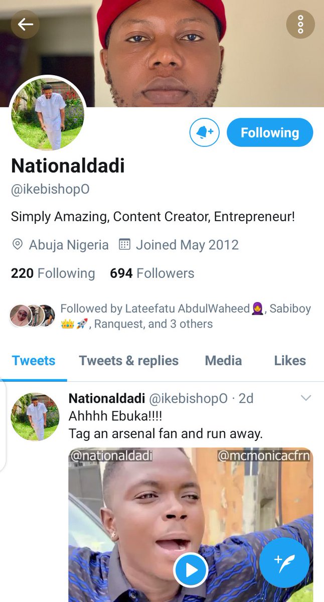 @LateefatuAyoka @ikebishopO @OfficiallyYusuf Done @LateefatuAyoka 
#Nationaldadi 
Good luck to you. If @ikebishopO credit you pls remember me.