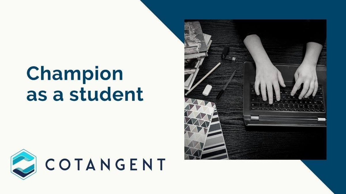 Champion as a #student
Self motivated even when there is no push or support from anyone. Someone who is there to teach and advice his/her classmates about their reports and projects. Respect utility men just as he treats his teachers. 

#cotangent
#championstudent