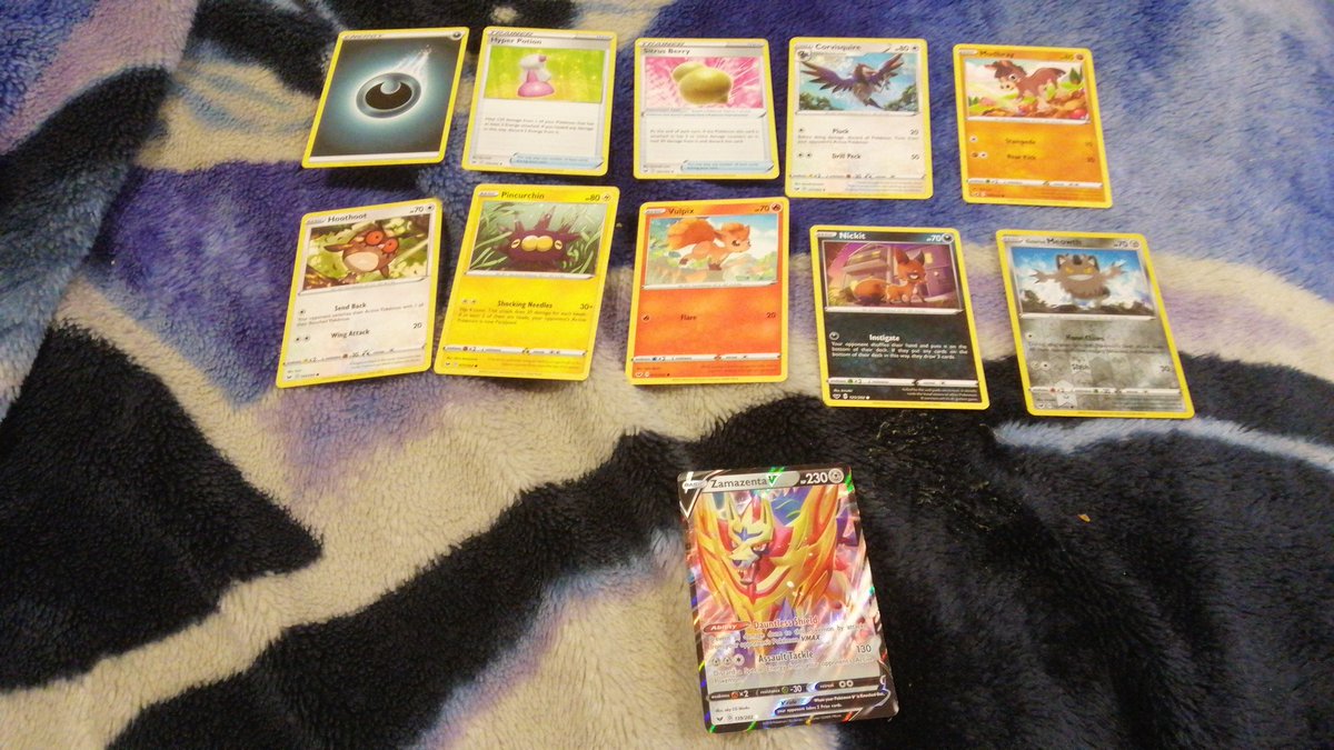 Opened the Sword and Shield Pokemon TCG pack and here's the cards in the pack..