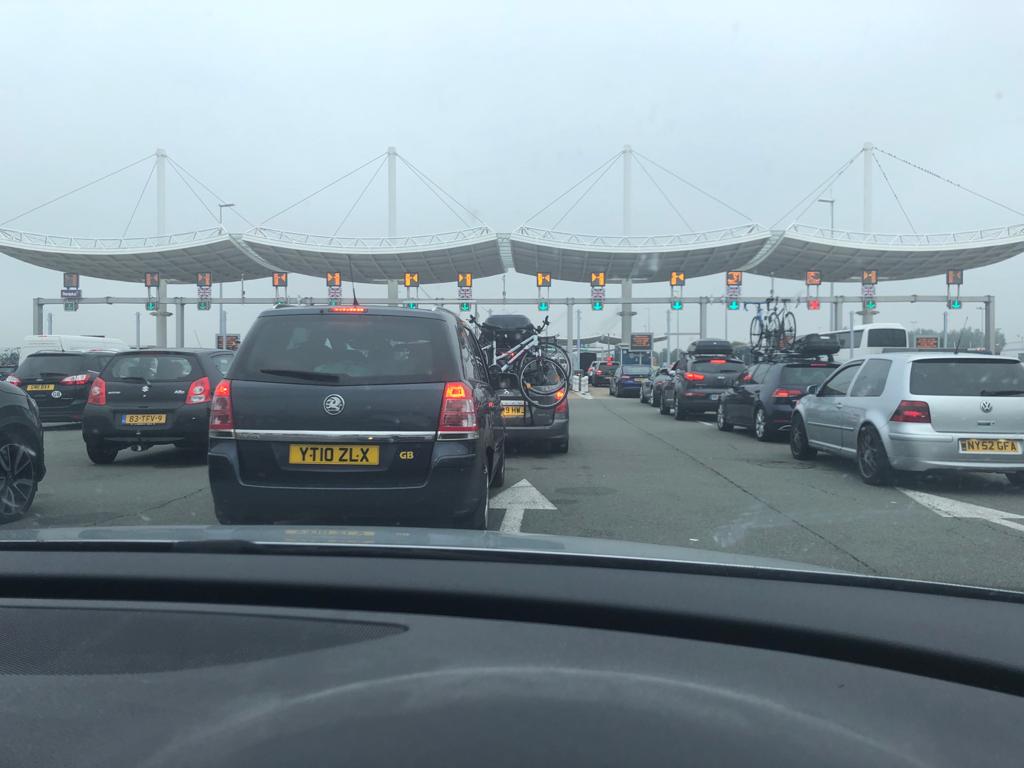 So the queue at  @LeShuttle in Calais is actually not that big yet...