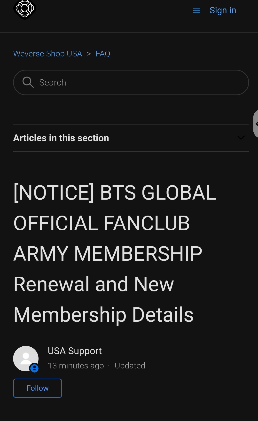 BTS Merch Restocks⁷ on Twitter "Weverse Shop USA FAQ updated 205 PDT