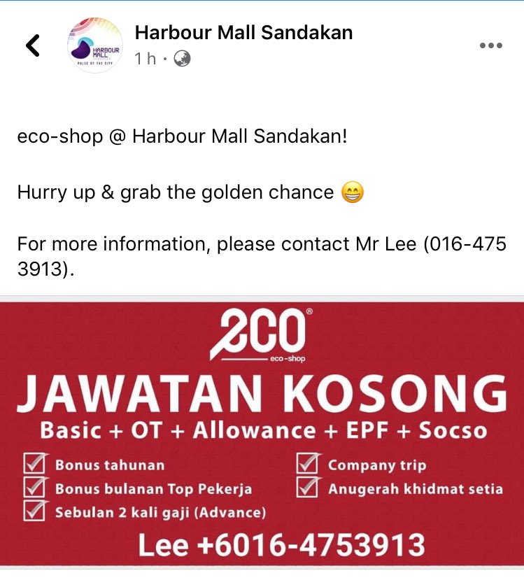 ᗰoi On Twitter Terjumpa Iklan Vacancy Di Facebook Boleh La Try Org2 Sandakan Sdkncity Sandakantwt Https T Co Kfb35kofua Twitter