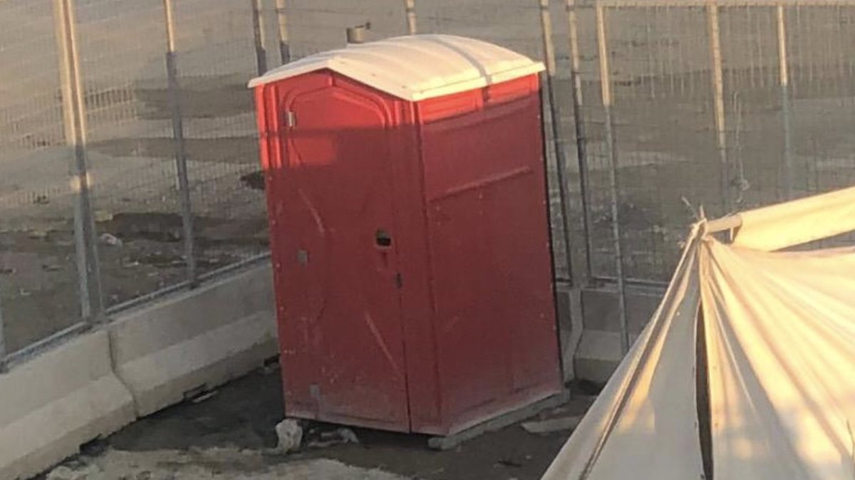 And the red object turned out to be a portable toilet.