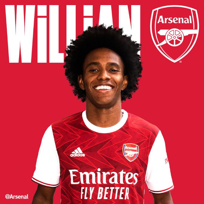 Gooners_Report's tweet photo. 🚨RESMI: Arsenal datangkan Willian Borges da Silva (32) dengan status free transfer dari Chelsea - durasi kontrak 3 tahun dan gaji sekitar £100k/minggu.

#BienvenidoWillian! 🔴⚪ https://t.co/f13RPZR1Ma