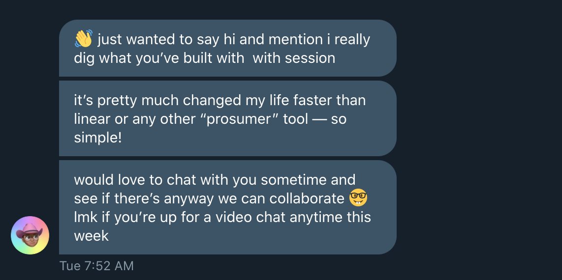 So  http://stayinsession.com&nbsp; has been launched for about two weeks now. Here's what I learned:1. It's possible to make a great product but users are not willing to pay. I have users reached out to me and said that Session has changed their life for the better. Here's one: