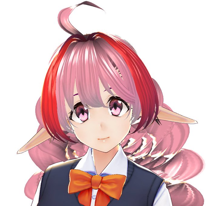 今日もVRoidいじり。元キャラデザと比較すると前髪のアーチ部分がまだ少し大きい。 