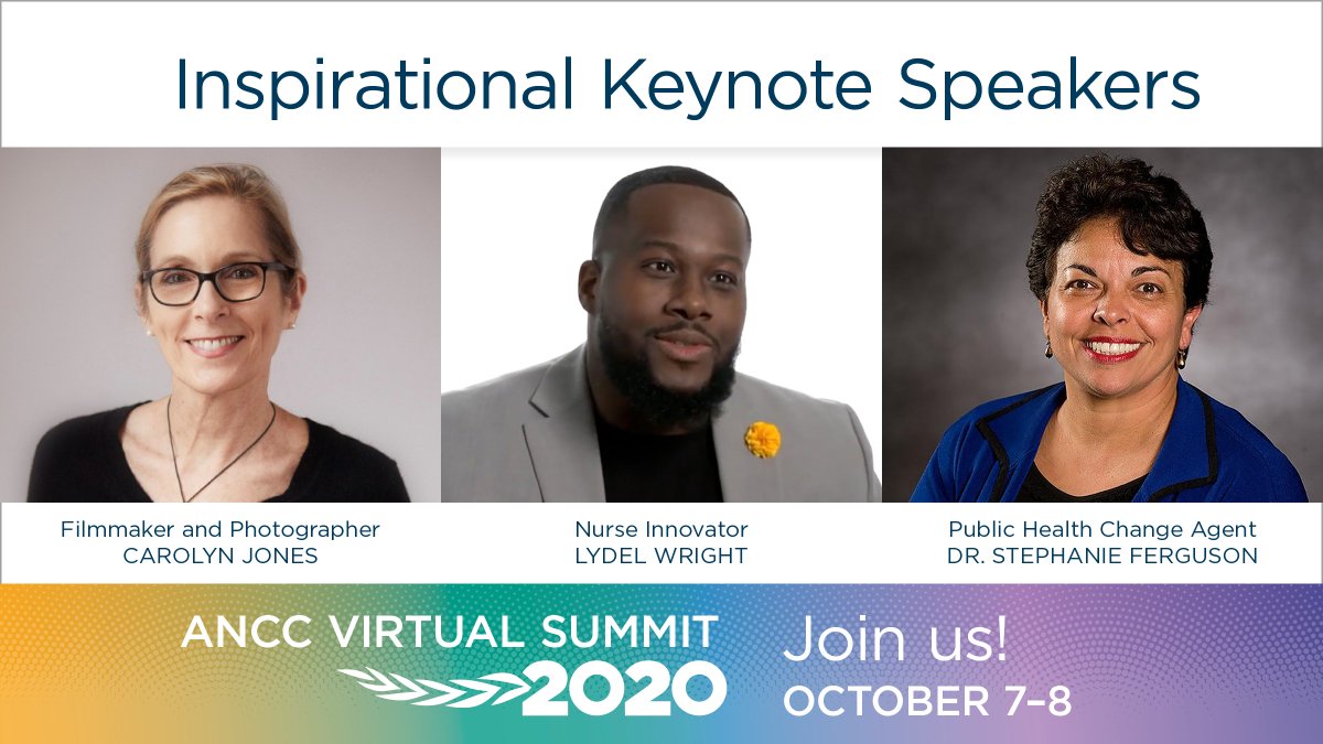 ANCCPTECon's tweet photo. Meet our keynote speakers: Carolyn Jones, Lydel Wright, and Dr. Stephanie Ferguson. The ANCC Virtual Summit™ is featuring more than 40 educational sessions and more than 100 dynamic guest speakers! Learn more: https://t.co/VFgF8wZAG4
Register today! #ANCCVirtualSummit https://t.co/e94SBmAXay