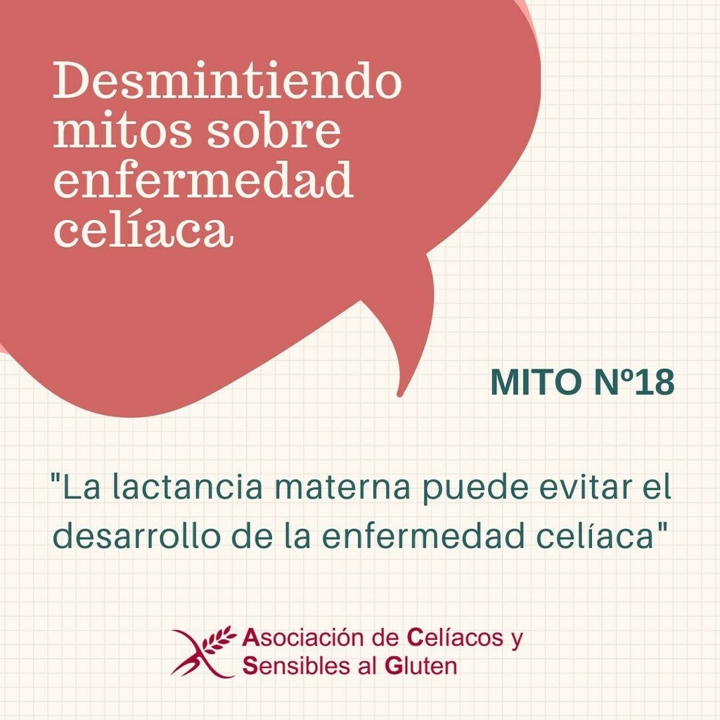 CeliacosMadrid's tweet photo. Hoy llegamos al #Mito18 de nuestra campaña #30años30mitos con la que estamos celebrando nuestro 30 Aniversario:
.
❌ "La lactancia materna puede evitar el desarrollo de la enfermedad celíaca"
.
✅ Hasta hace unos años, se daba por hecho que la #lactanc… https://t.co/9ievfkwfEe https://t.co/1PpGy59eQs