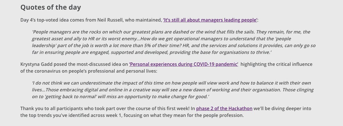 KrystynaGadd's tweet photo. I enjoyed the @CIPD #Hackathon2030 this week. My idea was surprisingly the "Most discussed idea on day 4" which just goes to reinforce that our humanity is shining through at this time https://t.co/vuKbnwMo5j https://t.co/GHyAxIZp3K
