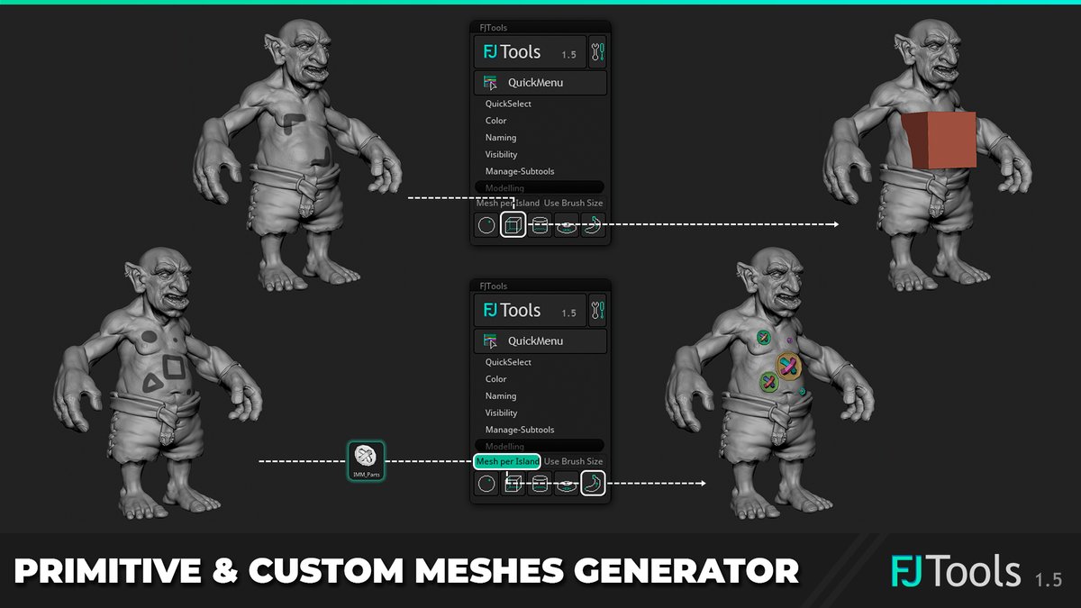 FloJonas_'s tweet photo. I released #FJTools 1.5 this week, right before @Pixologic dropped ZBrush2021😅
It runs smoothly though, so FJTools now supports #ZBrush2019 #ZBrush2020 &amp; #ZBrush2021

Check it out:
https://t.co/4JnPxAHwO0
https://t.co/pUcK39hjUP

#3D #3DArt #3DModeling #TechArt #3DPipeline https://t.co/hpyBJoD8Kh