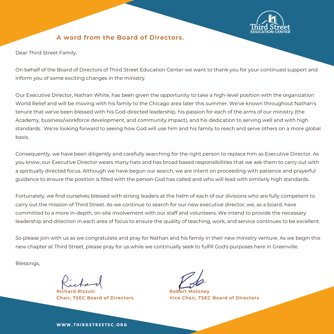 thirdstreetec's tweet photo. A farewell from Nathan and a letter from the Board of Directors. https://t.co/0QwDRLAySd