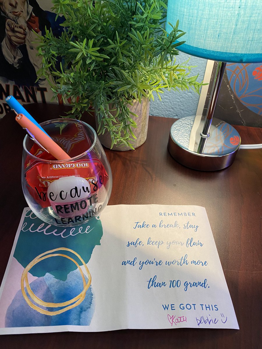 I just have to say how much I appreciate the WBMS Social Studies team! I found this little welcome back gift on my desk! Thank you <a href="/mkpardee/">Katie Pardee</a> <a href="/whatSSupWBMS/">whatSSupWBMS</a> <a href="/WebbBridgeMS/">Webb Bridge MS</a> @WBMSprincipal #URL #socialstudies #remotelearning #relationshipsmatter #wineglass #FCSrising