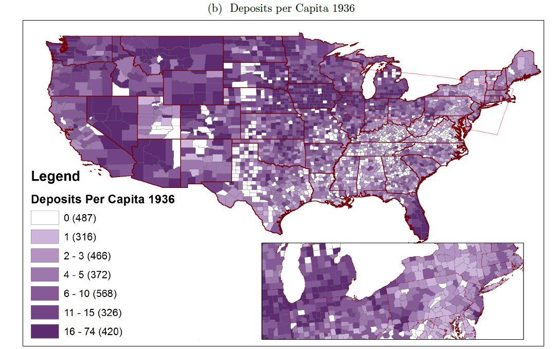 Research shows that counties with +post offices (state presence) were more innovative during second industrial revolution, when US prospered. Also provided critical banking services during great depression: 4/6Paper 1:  https://economics.mit.edu/files/11927 Paper 2:  https://www.nber.org/papers/w25812 