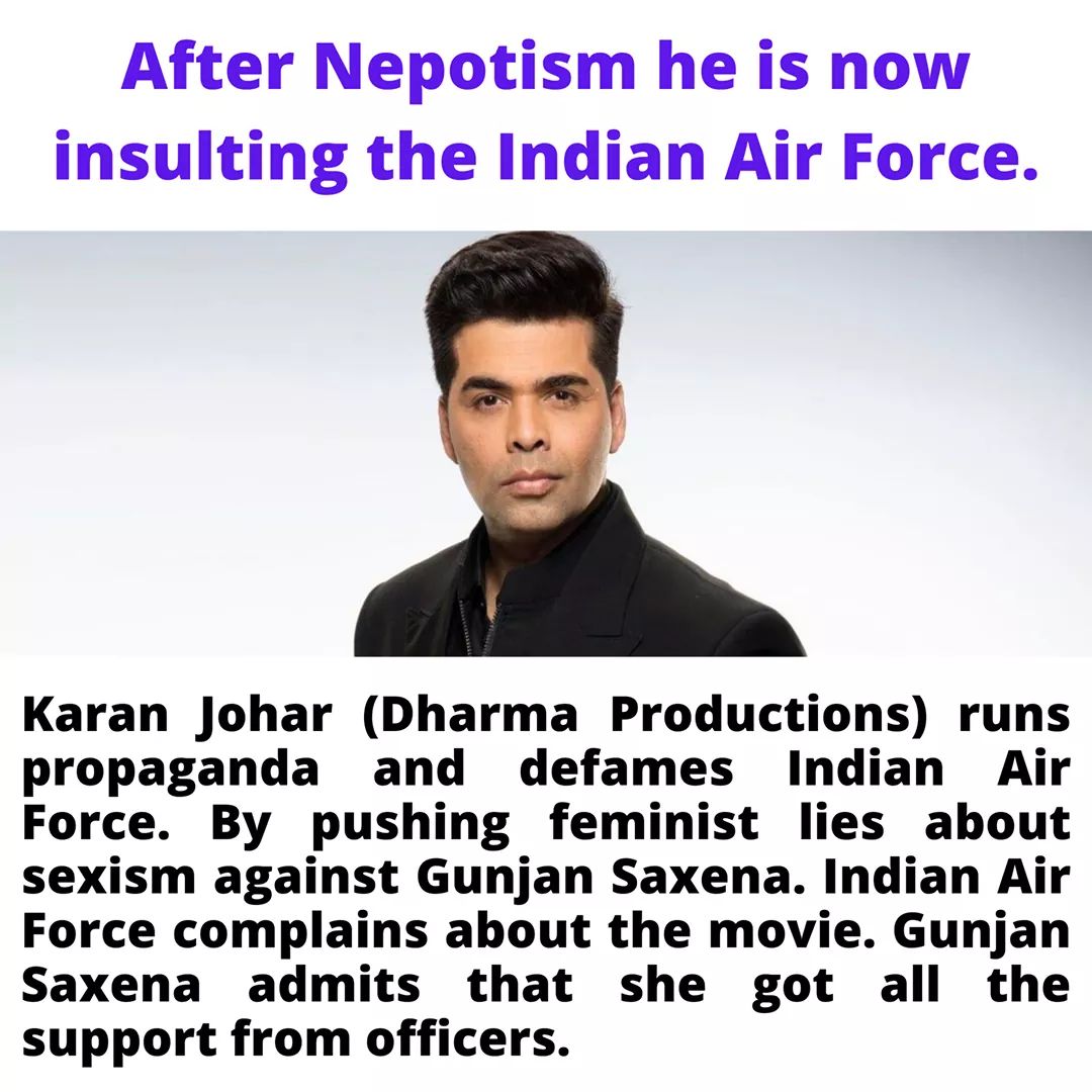 TheAnuragTyagi's tweet photo. Bollywood is toxic. Indian Air Force has sent Legal Notice to Karan Johar and complained to Censor Board.
#CBITakesOver #ArrestRheaNow #ArrestRhea #BabyPenguine #BoycottBiggBoss14 #Nepotism https://t.co/4wUbLKJ531