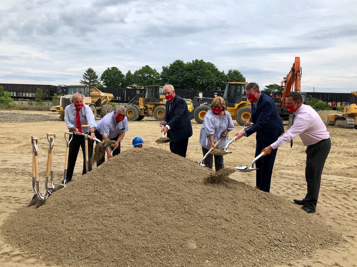 TweetWorcester's tweet photo. No Pie in the Sky dream: @TweetWorcester and #TableTalkPies on Thursday, Aug. 13, celebrated the company's new building project at 58 Gardner St. in South Worcester, adjacent to 2 previous developments in the South Worcester Industrial Park, with a ceremonial groundbreaking #pie https://t.co/FkCfLKD26K