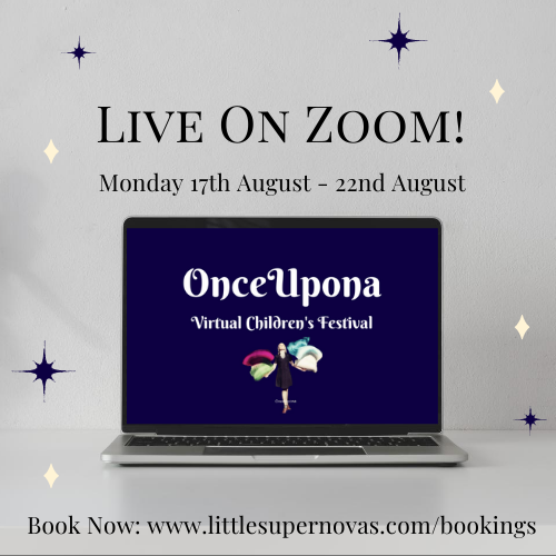 #Onceuponachildrensfestival begins on Monday on Zoom! Have you got your tickets yet? They are selling fast so get your tickets now: littlesupernovas.com/bookings
.
.
.
.
#onceupona #festival #childrensfestival #virtual #zoom #storytelling #summeractivities #august #summerholidays