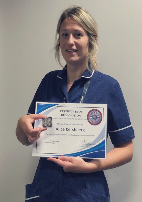 Congratulations <a href="/alice_kershberg/">Alice Kershberg</a> on being awarded the International Year of the Nurse and Midwife badge! <a href="/NHSBartsHealth/">Barts Health</a> <a href="/RlhNeurosurgery/">RLH Neurosurgery</a> @RoyalLondonHosp <a href="/realbrainbook/">Brainbook</a>