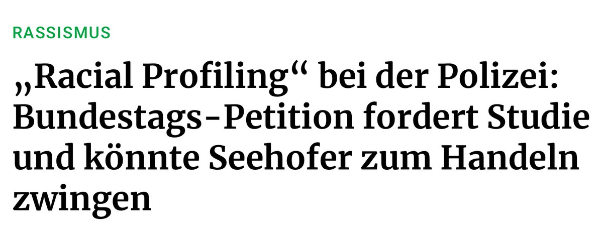 Eigentlich müsste die Petition schon mindestens 250.000 Stimmen haben.
Nämlich von den Polizist*innen, die eher kein Problem mit #RacialProfiling sehen und sich gewiss freuen, wenn eine Studie das bestätigt.
Also hopp jetzt:
epetitionen.bundestag.de/petitionen/_20…
